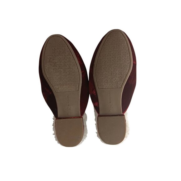 Birdies Women's The Phoebe Slip-On Mules Wild Berry   Red Velvet Faux Fur Sz 6 - Picture 7 of 9